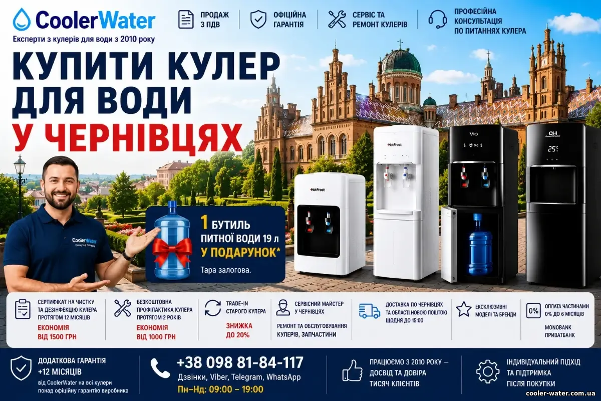 Купити кулер для води у Чернівцях, доставка по Чернівецькій області | CoolerWater