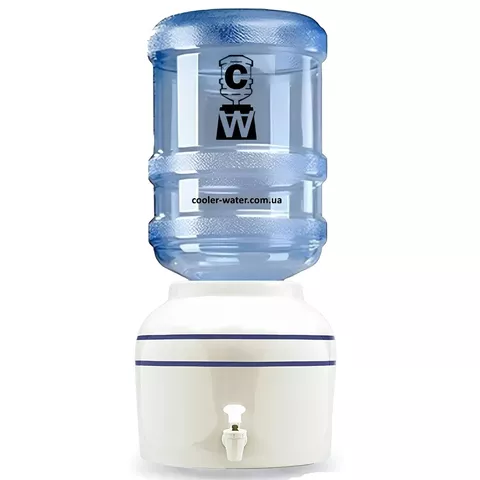 Диспенсер для воды белый в полоску синюю