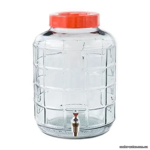 Бутыль 17,5 л стеклянный с пластиковым краном Steel