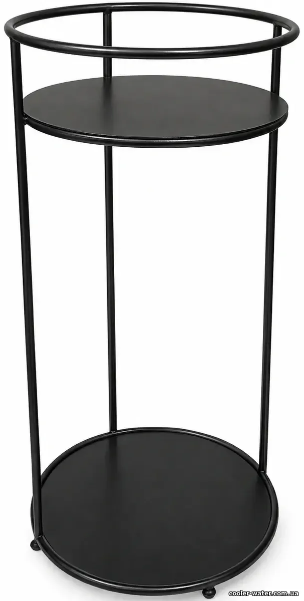 Візуалізація підставки Loft Water Stand 2 Metal за оригіналом, дві чорні круглі полиці та верхнє кільце