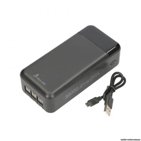 Повербанк Extralink EPB-124 30000mAh 22,5W Black с кабелями в комплекте