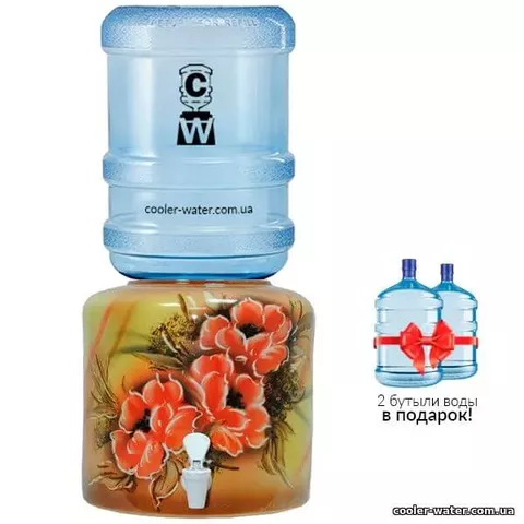 Керамический диспенсер для воды «Цветы Коричневые»