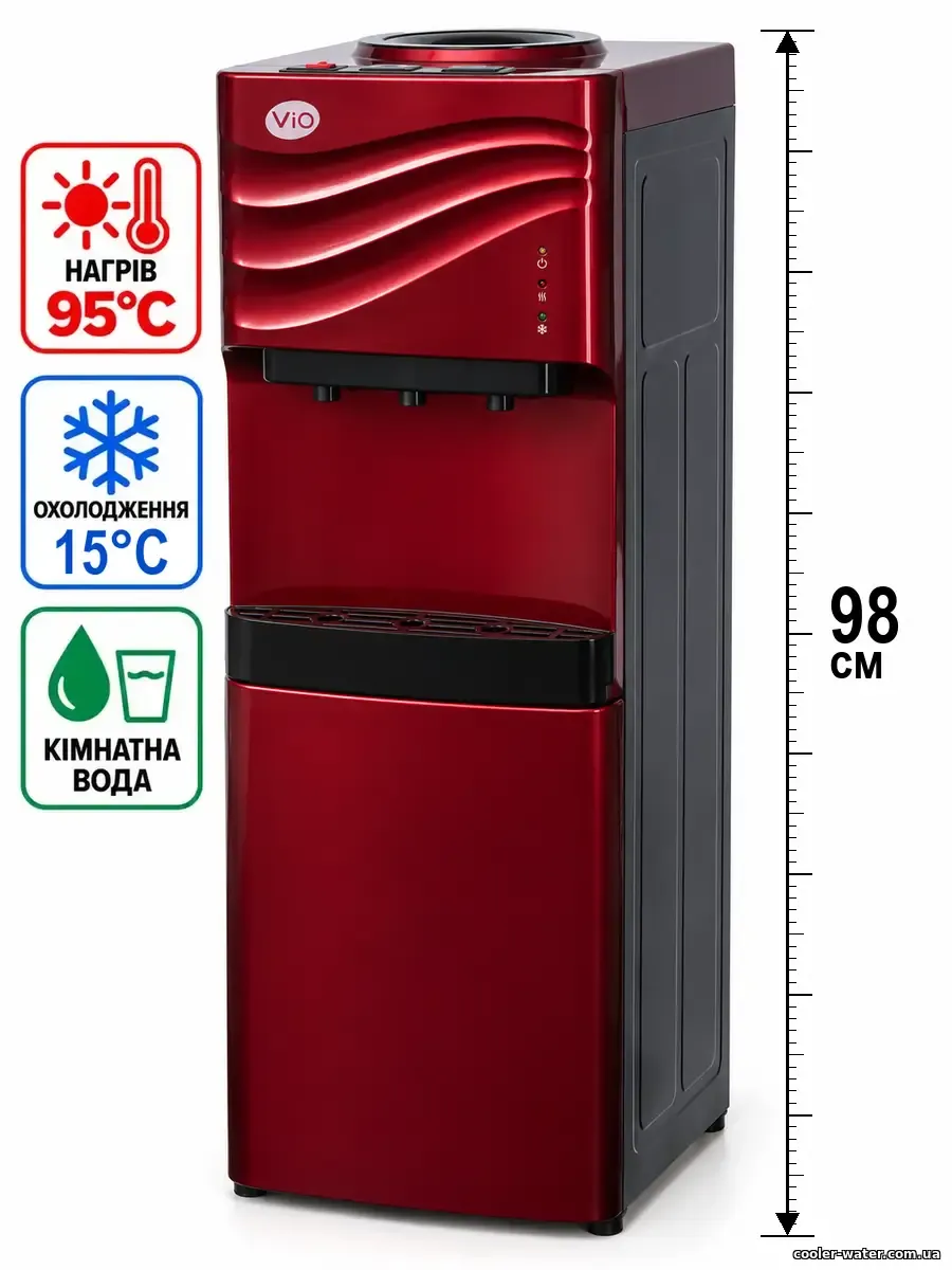 ViO X903-FEC Red, нагрів, електронне охолодження, кімнатна вода та висота 98 см, візуалізація