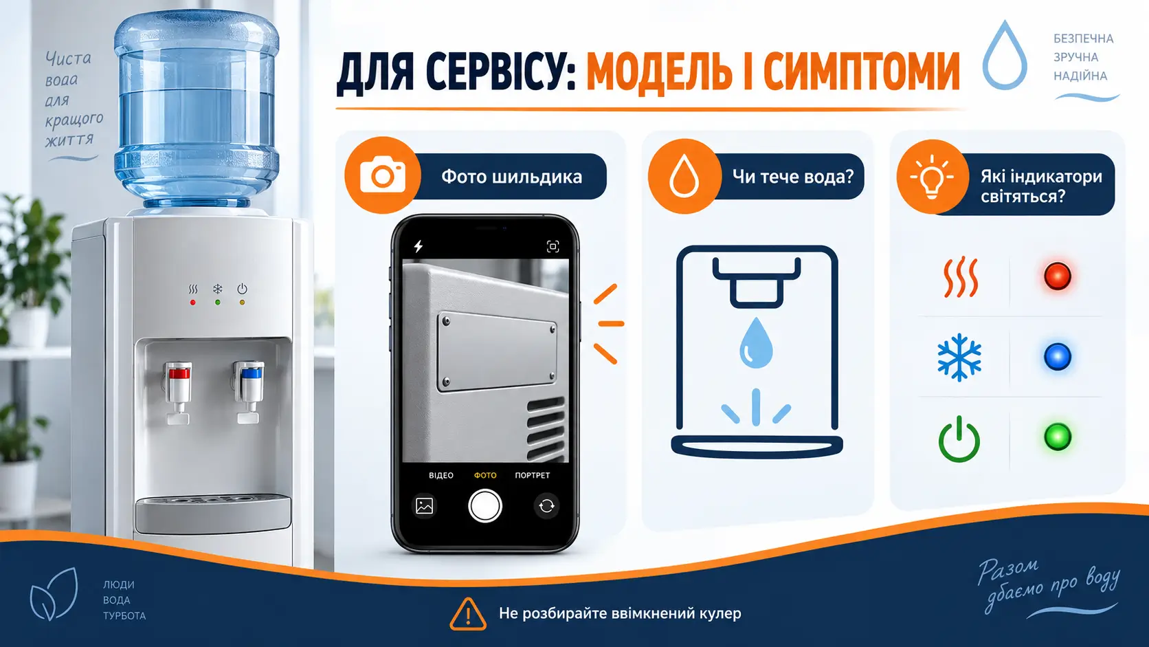 Для діагностики підготуйте фото моделі та опис симптомів