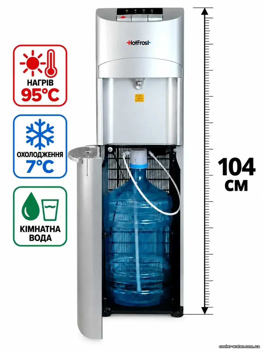 HotFrost 45AS із відкритими нижніми дверцятами: бутель і система забору води