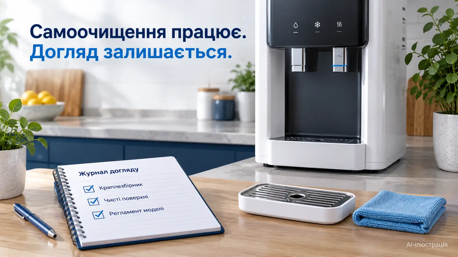 Журнал догляду за кулером: краплезбірник, чисті поверхні та регламент моделі