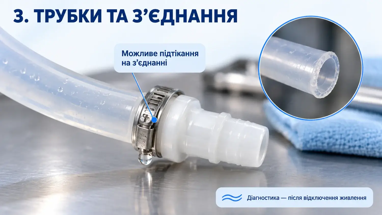Силіконова трубка та з’єднання кулера для води: перевірка герметичності
